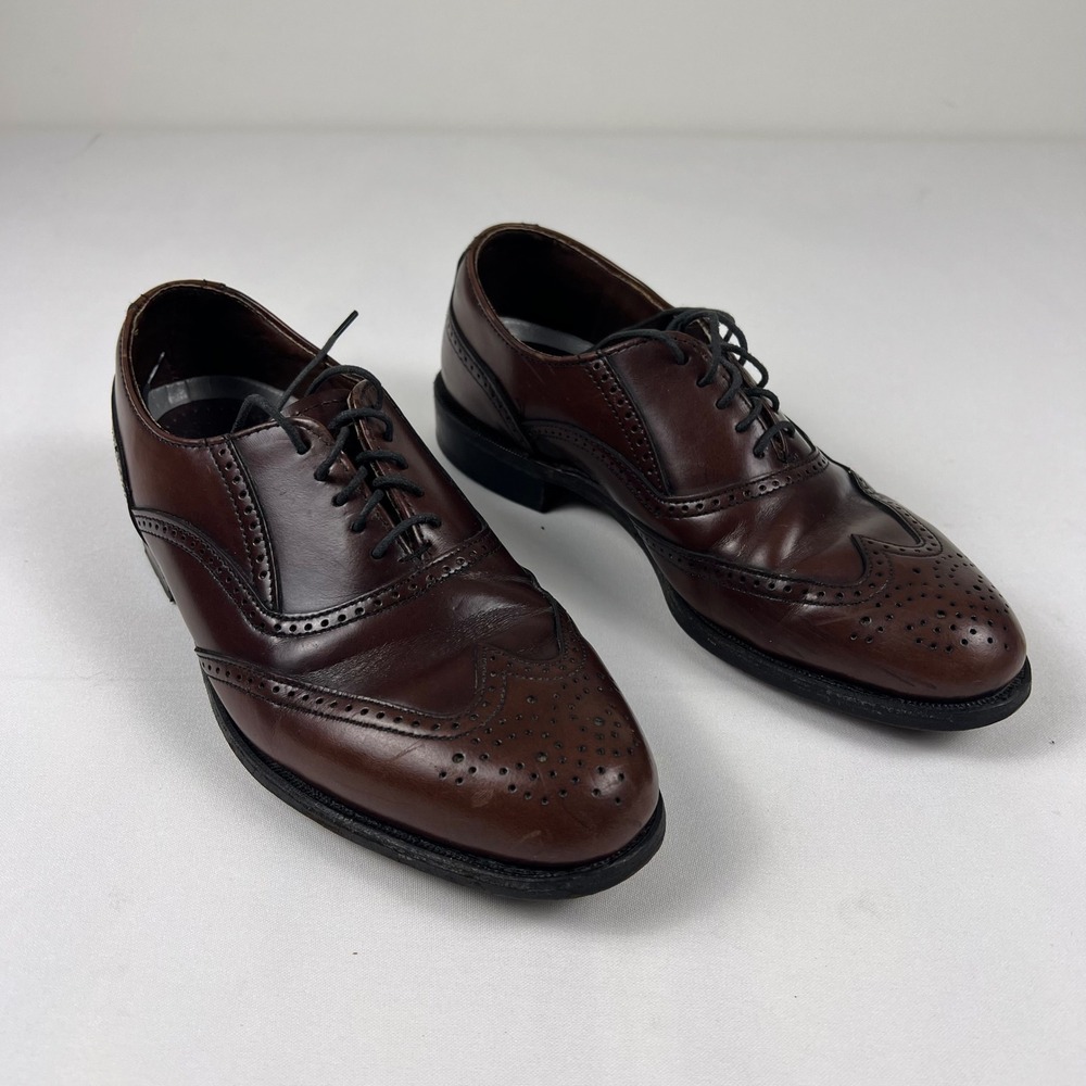 Dexter Wingtip Oxford Shoes 7.5M Burgundy Leather Brogue Made in USA Good
